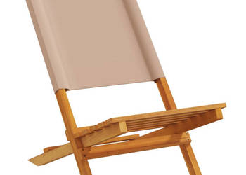 Składane krzesła ogrodowe 4 szt. tkanina taupe i drewno WM-3214643