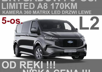 Ford Transit Custom 5-osobowy Limited A8 170KM Kamera 360 Matrix LED