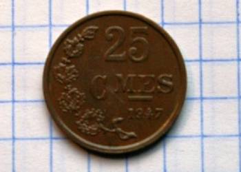25 CENTIMES ( 25 CENTYMÓW ) 1947 ROK - LUKSEMBURG