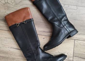 Piękne czarno brązowe kozaki długie Clarks Vintage Goretex