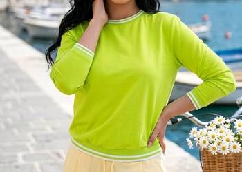 Bluza damska limonkowa sportowa 3/4 rękaw bawełna L/XL biust 120 cm