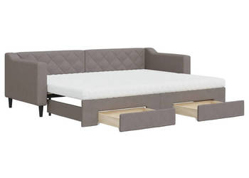 Sofa rozsuwana z szufladami taupe tkanina 80x200 cm WM-3197478