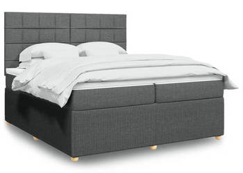 Łóżko kontynentalne z materacem ciemnoszara tkanina 200x200 cm WM-3294464
