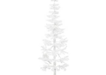 vidaXL Smukła choinka połówka ze stojakiem, sztuczna, biała(SKU:344565)