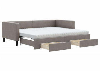 Sofa rozsuwana z szufladami taupe tkanina 90x200 cm WM-3196635