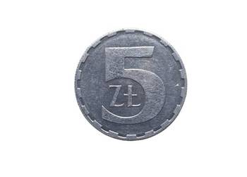 Stara moneta 5 złotych Polska 1990 antyk zabytek kolekcjonerski rarytas
