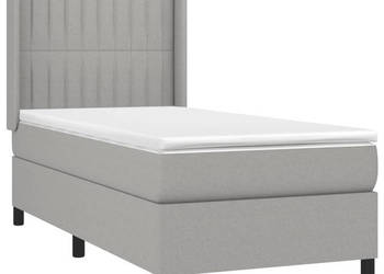 Łóżko kontynentalne z materacem jasnoszare tkanina 90x200 cm WM-3138445
