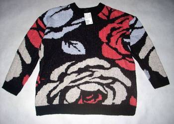 H&M sweter Luźny Róże Kwiaty NOWY 38 40
