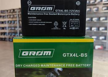 Akumulator motocyklowy GROM Y/GTX4L-BS 12V 3Ah 60A P+