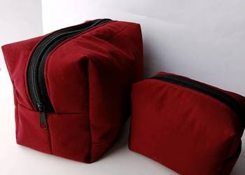 Kosmetyczka duża materiałowa czerwona zestaw handmade