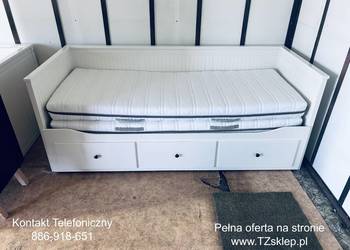 IKEA HEMNES Łóżko Leżanka z 3 szufladami, 2 materace IKEA ,białe Transport