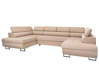 Narożnik Podkowa Tapicerowany Kremowy z Funkcją Spania Apollo