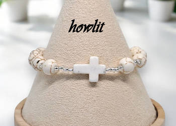 Bransoletka różaniec, dziesiątka różańca z howlitu, HOWLIT #1018