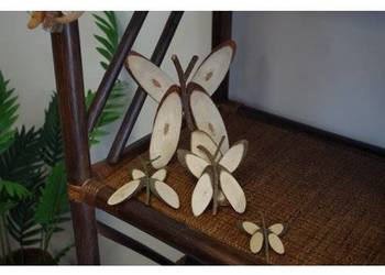 Zestaw dekoracji drewnianych – motyle handmade, rustykalne / eco