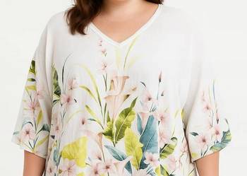 Tunika damska PLUS SIZE z kwiatowym nadrukiem bawełna, biust-198CM