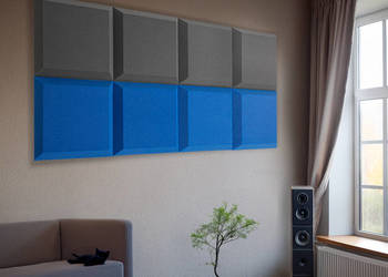 Panele akustyczne ścienne Bitmat TRAPEZ szary niebieski 8 szt. zestaw decor