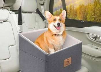 PAWBOSE Fotelik Samochodowy Dla Średnich Psów 15 kg Szary Booster Pas