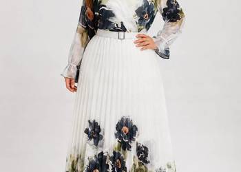 Elegancka sukienka na wesele, komunię szyfonowa plisowana biust-102cm