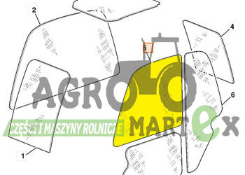 827/80201, 827-80201 SZYBA DRZWI GÓRNA 575x820x915 JCB