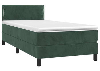 Łóżko kontynentalne z materacem i LED zielony aksamit 90x190 cm WM-3134318