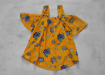 żołta bluzka na lato kwiaty M L 38 40 carmen hiszpanka