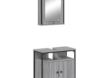 2-częściowy zestaw mebli łazienkowych szary dąb sonoma WM-3214778