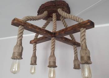 Lampa wisząca K5 z liny jutowej żyrandol 5xE27 z defektem