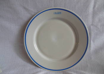 Talerz płytki obiadowy z szfirowym paskiem Społem Lubiana PR Talerz płytki obiadowy z szfirowym paskiem Społem Lubiana PR