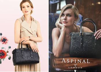 Aspinal of London Brook Street Bag czarna torebka skórzana tłoczona UK