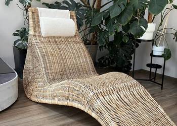 Leżanka vintage fotel rattanowy szezlong Ikea Karlskrona