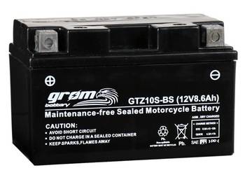 Akumulator motocyklowy GROM GTZ10S-BS YTZ10S-BS 12V 8.6Ah 160A L+