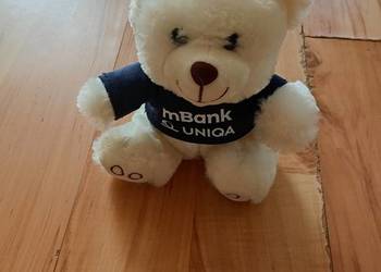 maskotka zabawka miś biały 28 cm nowy mBank Uniqa