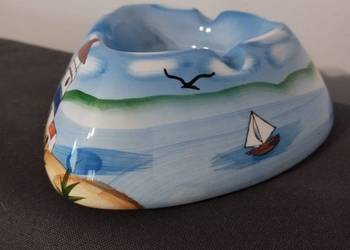 Ceramiczna popielniczka z ładnym motywem morskim - prezent - ozdoba - nowa