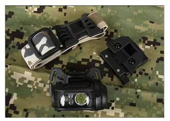 Latarka czołowa LED czołówka taktyczna na kask hełm CR123 IR ASG NVG molle