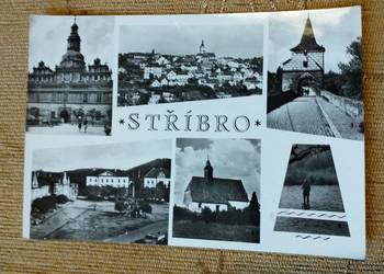 STRIBRO - M. IN. WIDOK NA RENESANSOWY RATUSZ I BRAMĘ MOSTOWĄ