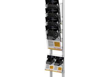 Ekspozytor ulotek 5 kieszeni A4 pionowo + 1 kieszeń A4/A5/DL poziomo + Ram…