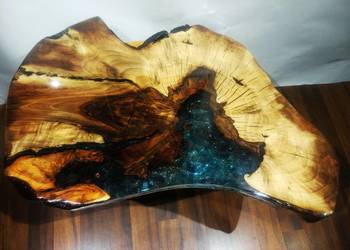 Blat, stolik orzech kawowy z drewna plaster, live edge, loft