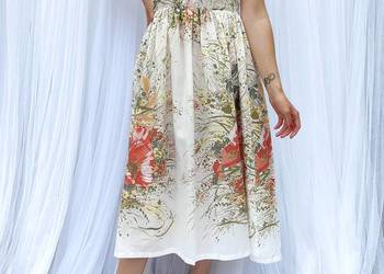 Sukienka retro z kwiatami prosta S 36 M 38 prosta kwiaty floral vintage