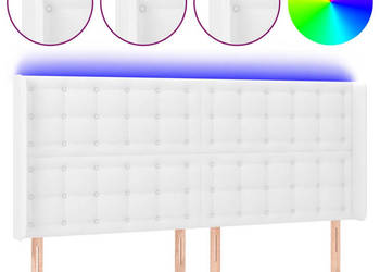 Zagłówek do łóżka z LED biały 163x16x118/128cm sztuczna skóra WM-3124145