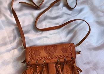 Torebka damska skórzana, vintage ręcznie robiona