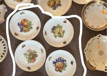 Talerzyki deserowe. Syg. Bohemia. Owoce. Komplet 6 sztuk.