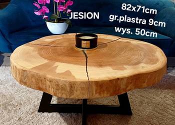 Stolik kawowy 82x71cm plaster drewna loft ława