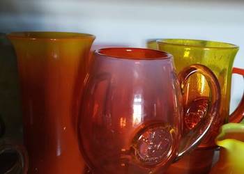 Kufel Z.Horbowy różowy duszek szkło kolorowe