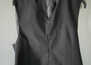 kamizelka do garnituru czarna w prążki rozmiar 50 / 176 elegancka