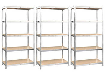 Regały z 5 półkami 3 szt. stal i materiał drewnopochodny WM-3154210