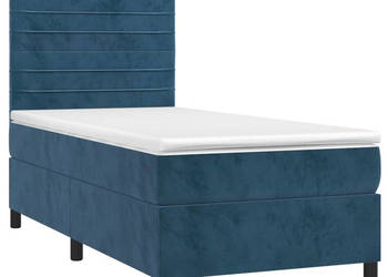 Łóżko kontynentalne materac i LED niebieski aksamit 90x190 cm WM-3136159
