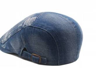 Czapka męska kaszkiet jeans vintage z przetarciami