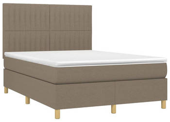 Łóżko kontynentalne z materacem taupe tkanina 140x190 cm WM-3135593