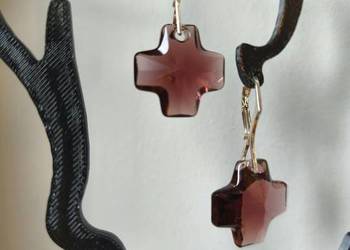 Kolczyki srebro kryształ Swarovski krzyż