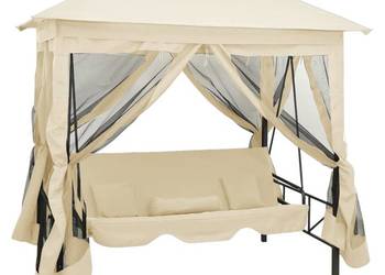 vidaXL Altanka ogrodowa z rozkładaną huśtawką, kremowa(SKU:43239)